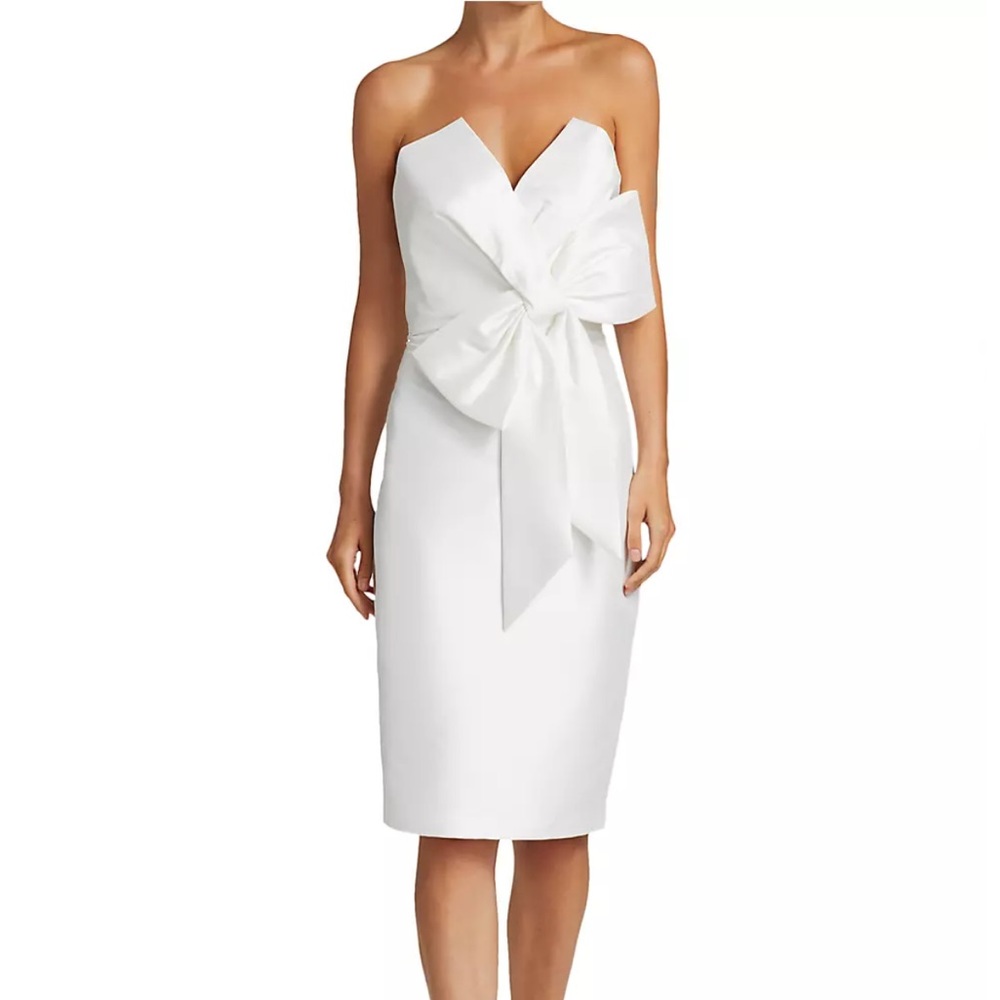Badgley mischka mikado white bridal shower/rehearsal dinner dress size 8
